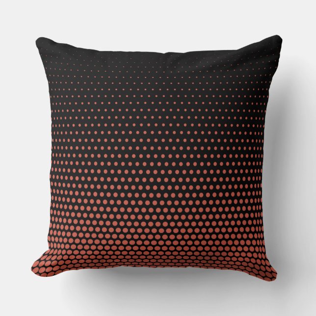 Coral Techno Dots Modern Black Throw Pillow (Front)