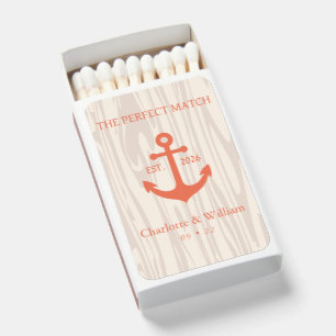 Coral Terracotta Anchor Warm Sand Wood Grain Matchboxes