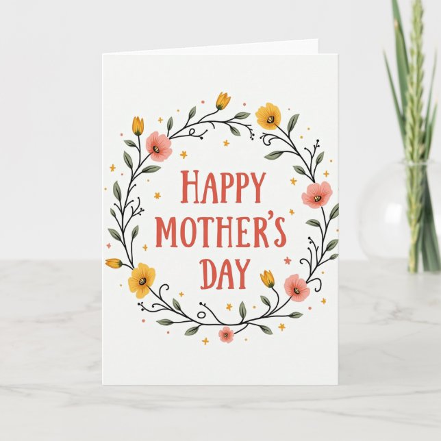 Coral Text Mothers Day Card (Front)