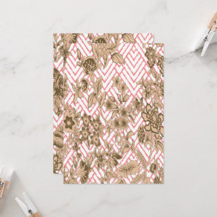 Coral textile design featuring intricate golden pa invitation