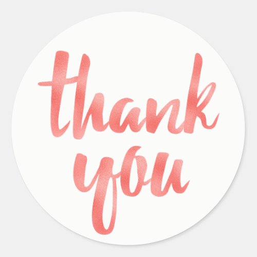 Coral thank you stickers foil round classic round sticker