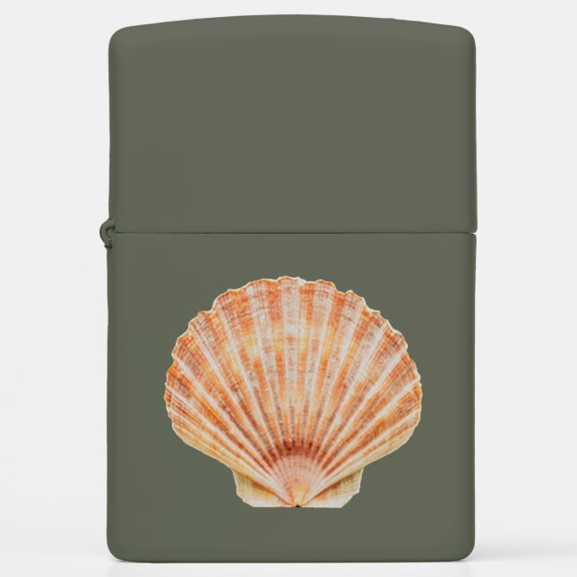 Coral Toned Scallop Shell Zippo Lighter (Front)
