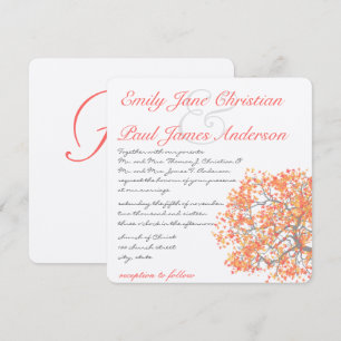 Coral Tree Gray Trunk RaspberryWedding Invites