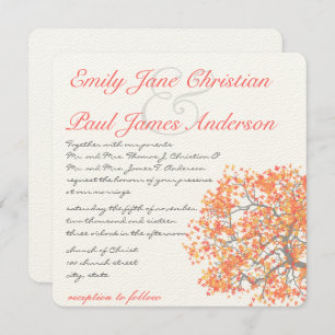 Coral Tree Gray Trunk RaspberryWedding Invites