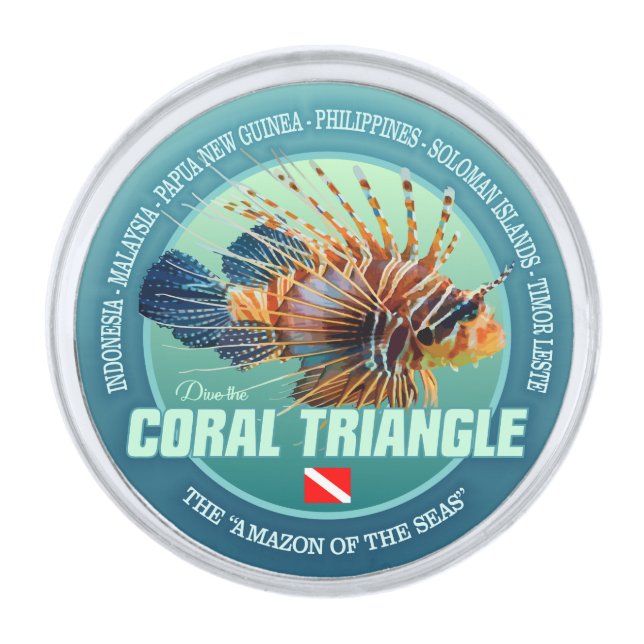 Coral Triangle (c) Silver Finish Lapel Pin (Front)