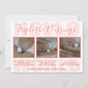 Coral Triplets Triple The Blessings 3 Photo Announcement