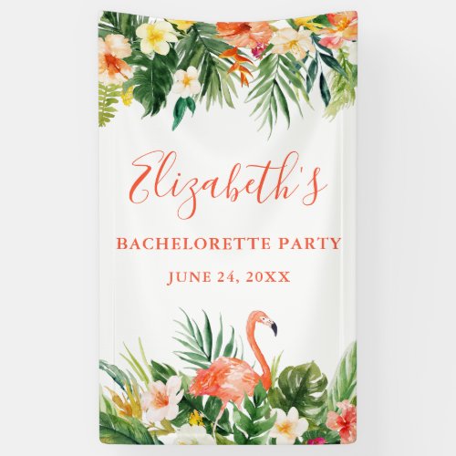 Coral Tropical Floral Bachelorette Party Banner