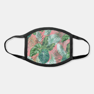 Coral   Tropical Foliage Botanical Leaves Pattern Face Mask