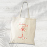 Coral Tropical Palm Tree Wedding Welcome Tote Bag at Zazzle