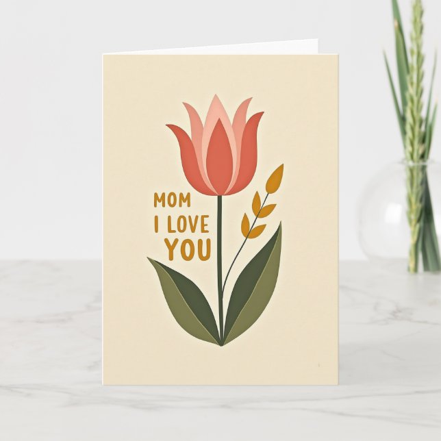 Coral Tulip Mothers Love Card (Front)