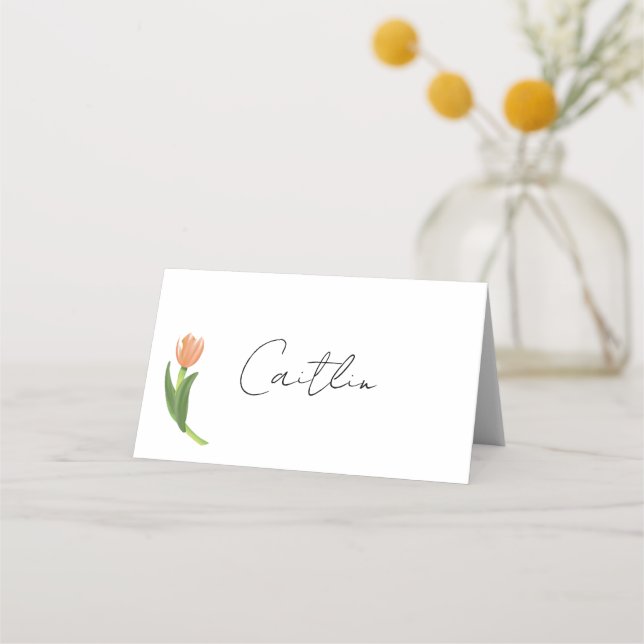 Coral Tulip Place Cards (Front)