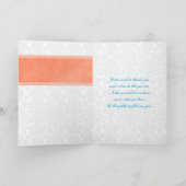 Coral, Turquoise, and Gray Damask Thank You Card (Inside)