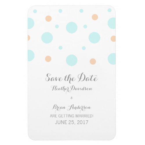 Coral Turquoise Confetti Save the Date Magnet