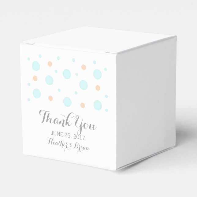 Coral Turquoise Confetti Wedding Favor Boxes (Front Side)