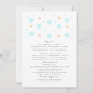 Coral Turquoise Confetti Wedding Information Card