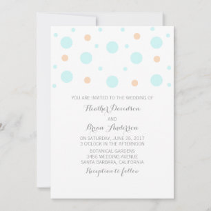 Coral Turquoise Confetti Wedding Invite