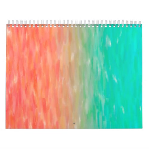 Coral  Turquoise Ombre Watercolor Teal Orange Calendar