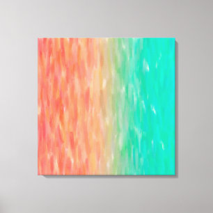 Coral & Turquoise Ombre Watercolor Teal Orange Canvas Print