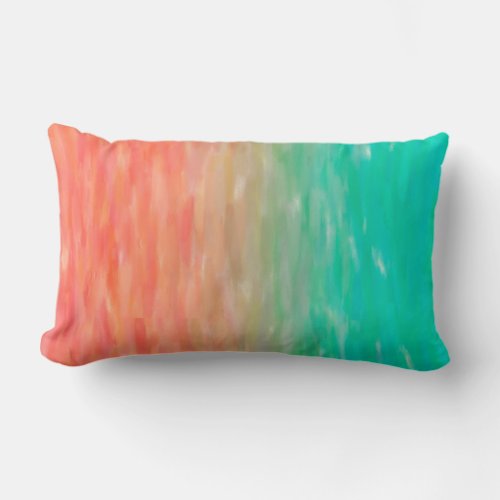 Coral  Turquoise Ombre Watercolor Teal Orange Lumbar Pillow