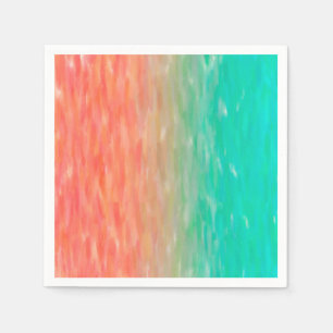 Coral & Turquoise Ombre Watercolor Teal Orange Napkins