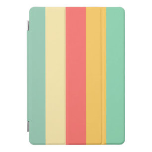 Coral Turquoise Yellow Stripes iPad Pro Cover