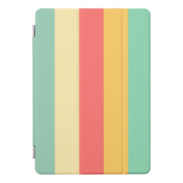 Coral Turquoise Yellow Stripes iPad Pro Cover (Front)