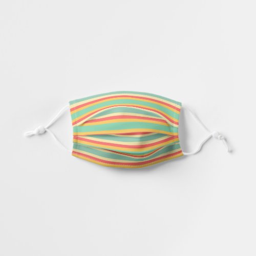 Coral Turquoise Yellow Stripes Kids Cloth Face Mask