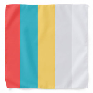 Coral Turquoise Yellow White Stripes Bandana