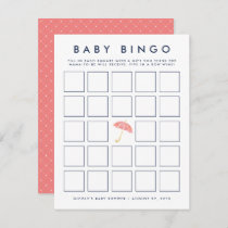 Coral Umbrella | Baby Shower Bingo Game Card