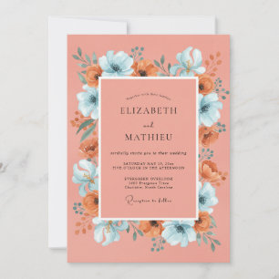 Coral Vibrant Bohemian Wedding Invitation
