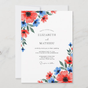 Coral Vibrant Spring Wedding Invitation