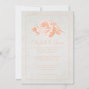 Coral Vintage Barn Wood Wedding Invitations