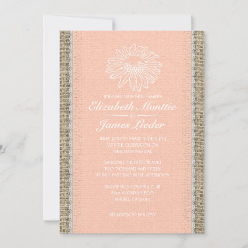 Coral Vintage Lace Wedding Invitations