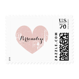 Coral vintage rustic heart 70 cent wedding stamps
