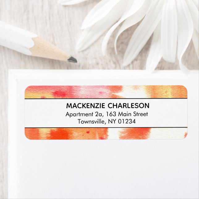 Coral Watercolor Abstract Pastel Address Label (Insitu)