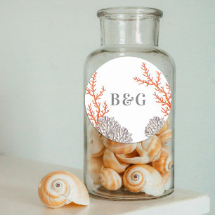 Coral Watercolor Beach Modern Wedding Favor Classic Round Sticker