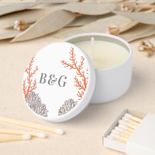 Coral Watercolor Beach Modern Wedding Favor Mini Candle Favors