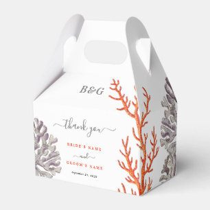 Coral Watercolor Beach Modern Wedding Gift Favor Boxes