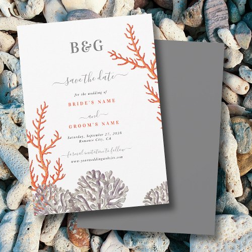 Coral Watercolor Beach Modern Wedding Save The Date