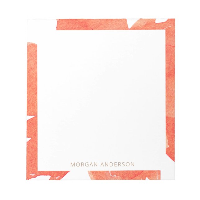 coral watercolor floral monogram notepad (Front)