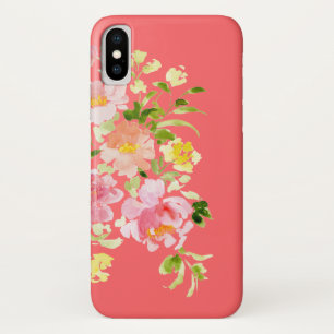 Coral watercolor floral peony garden iPhone case