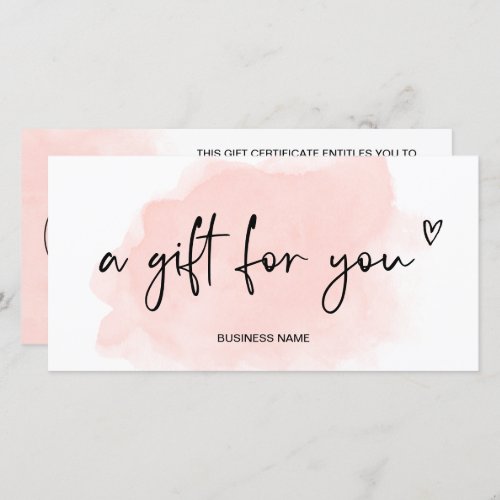 Coral watercolor heart logo gift certificate