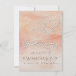 CORAL WATERCOLOR MODERN WEDDING INVITATION