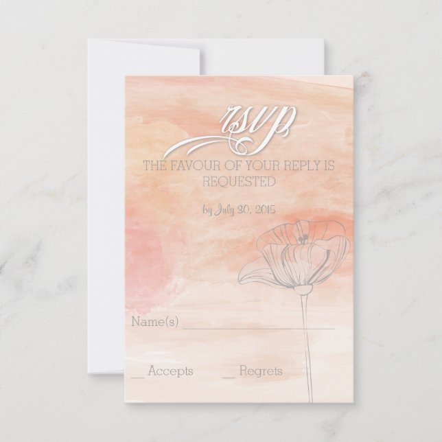 CORAL WATERCOLOR MODERN WEDDING RSVP CARD (Front)