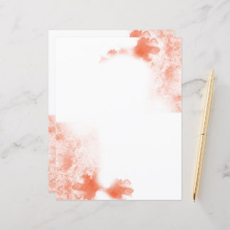 Coral Watercolor plain stationery paper