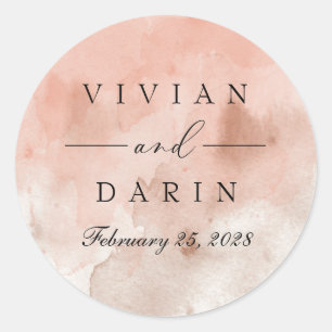 Coral Watercolor Wedding Favor Label Gift Stickers