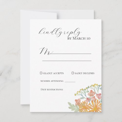 Coral Watercolor Wildflower Themed 2 RSVP