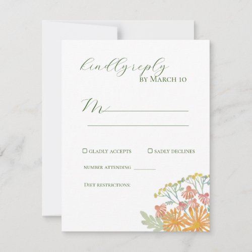 Coral Watercolor Wildflower Themed RSVP