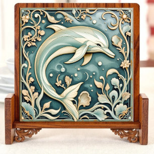 Coral Wave Elegance left Ceramic Tile