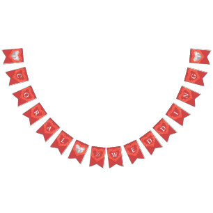 Coral wedding 35th anniversary custom photo bunting flags